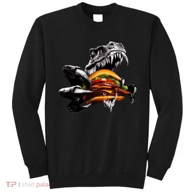Hungry T-Rex Eating A Burger Sweatshirt