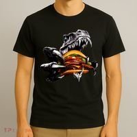 Hungry T-Rex Eating A Burger T-Shirt thumb 3