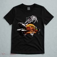 Hungry T-Rex Eating A Burger T-Shirt thumb 5