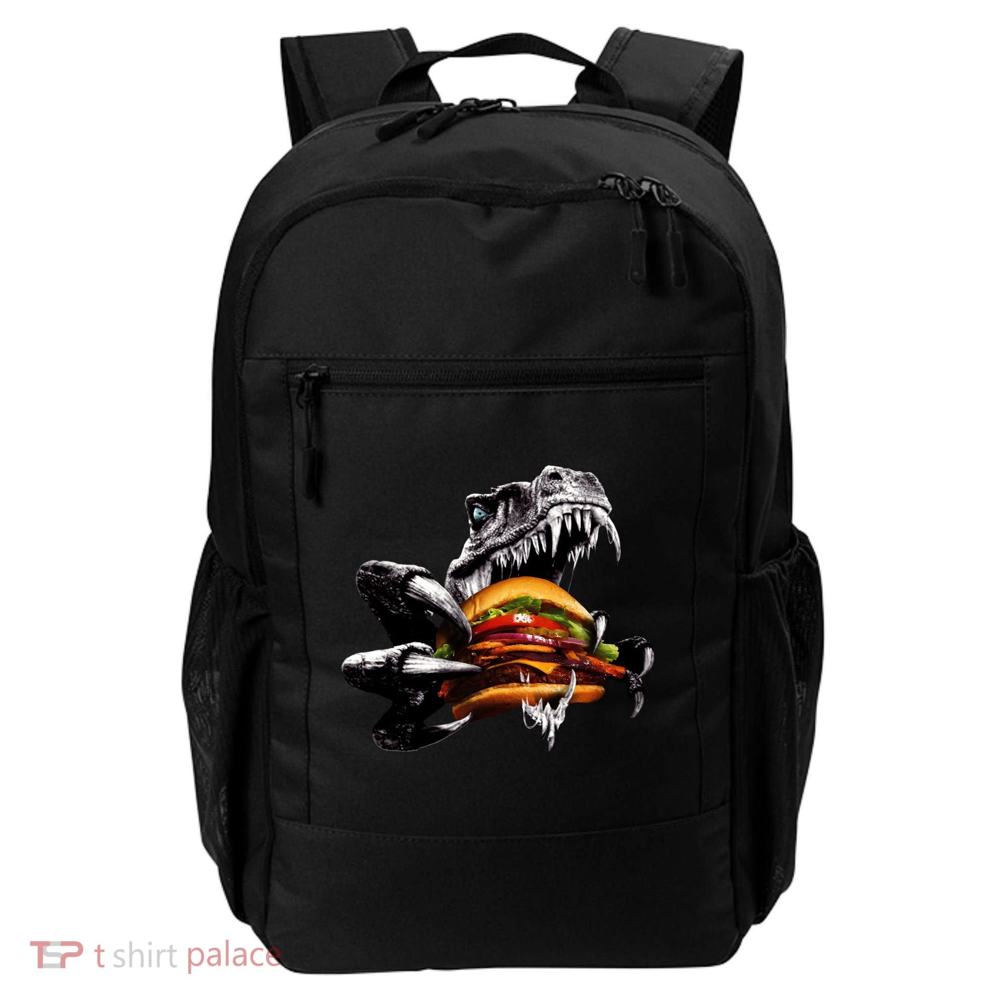Hungry T-Rex Eating A Burger Backpack