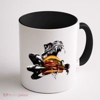 Hungry T-Rex Eating A Burger Coffee Mug thumb 1