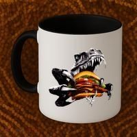 Hungry T-Rex Eating A Burger Coffee Mug thumb 2