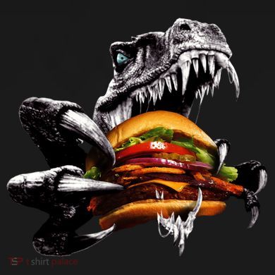 Hungry T-Rex Eating A Burger Women's Flannel Pajama Set