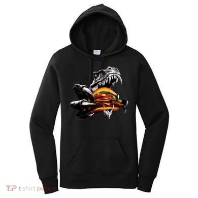 Hungry T-Rex Eating A Burger Women's Hoodie