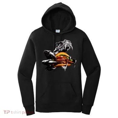 Hungry T-Rex Eating A Burger Women's Hoodie