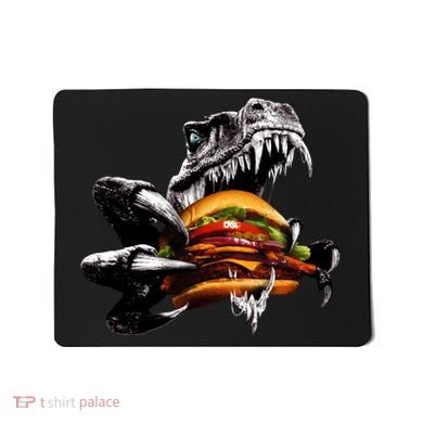 Hungry T-Rex Eating A Burger Mousepad