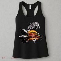 Hungry T-Rex Eating A Burger Women's Tank Top thumb 3