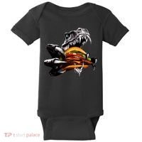 Hungry T-Rex Eating A Burger Baby Bodysuit thumb 0