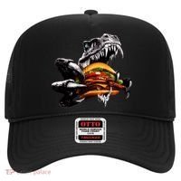 Hungry T-Rex Eating A Burger Hat thumb 0