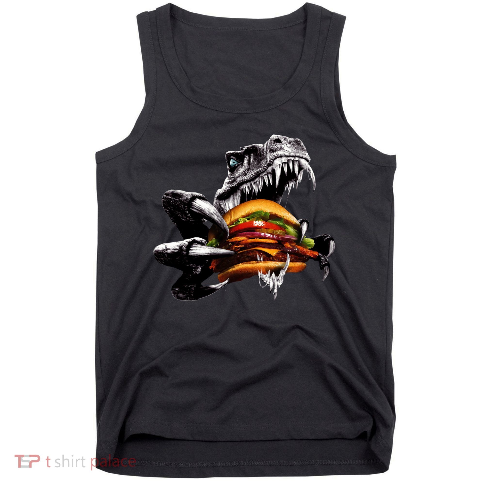 Hungry T-Rex Eating A Burger Tank Top