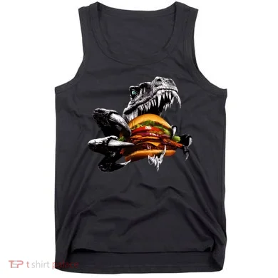 Hungry T-Rex Eating A Burger Tank Top