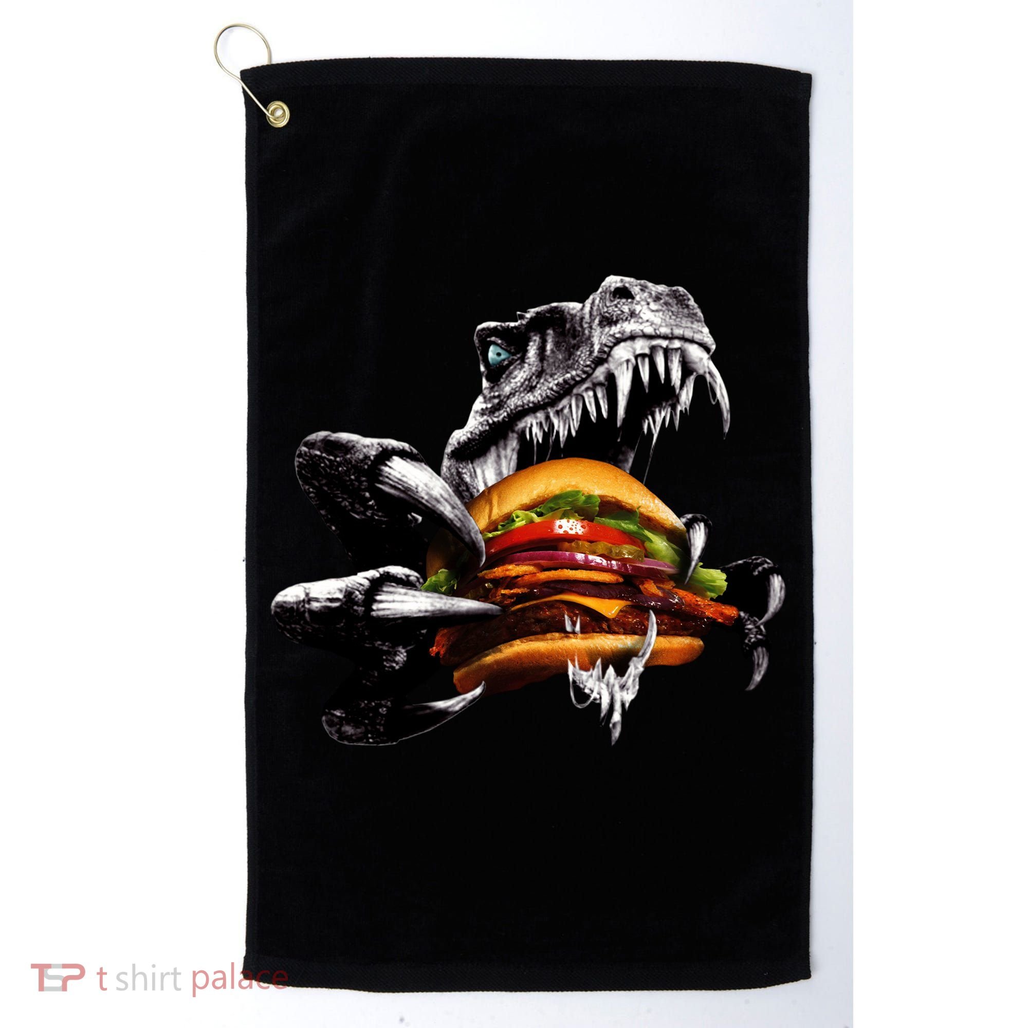 Hungry T-Rex Eating A Burger Golf Towel
