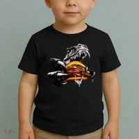 Hungry T-Rex Eating A Burger Toddler T-Shirt thumb 2