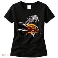 Hungry T-Rex Eating A Burger Women's T-Shirt thumb 0