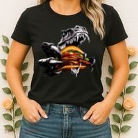 Hungry T-Rex Eating A Burger Women's T-Shirt thumb 2