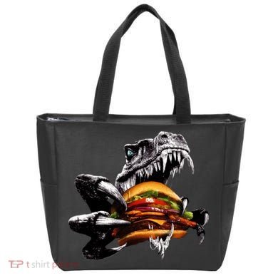 Hungry T-Rex Eating A Burger Tote Bag