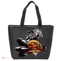 Hungry T-Rex Eating A Burger Tote Bag thumb 0