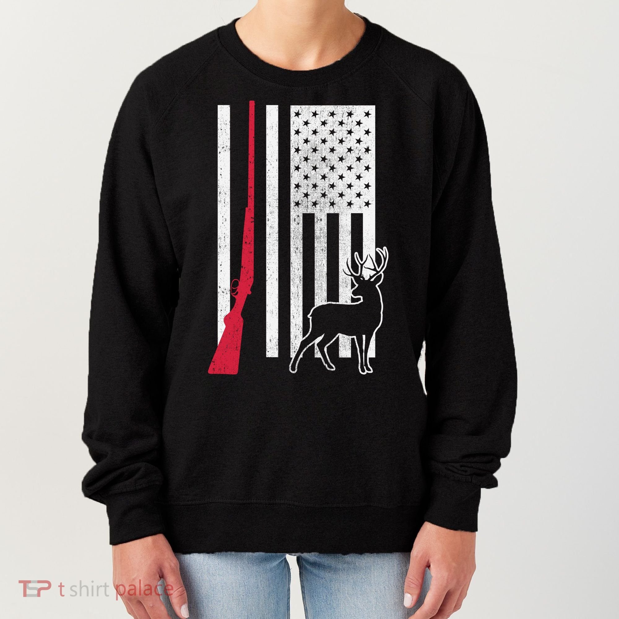 Hunting Deer Rifle Flag Women's Sweatshirt