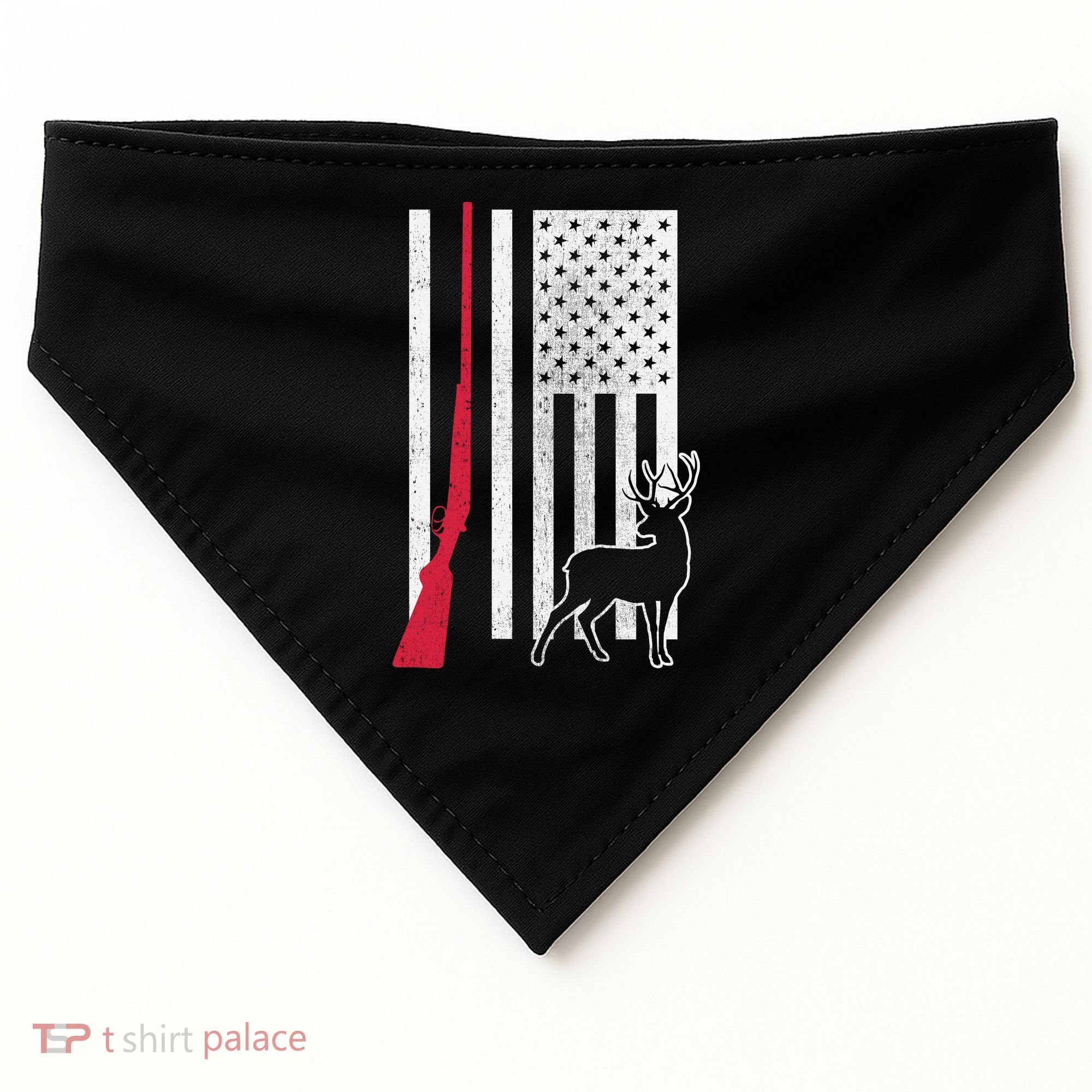 Hunting Deer Rifle Flag USA-Made Doggie Bandana