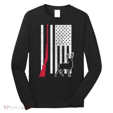 Hunting Deer Rifle Flag Long Sleeve Shirt