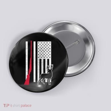 Hunting Deer Rifle Flag Button