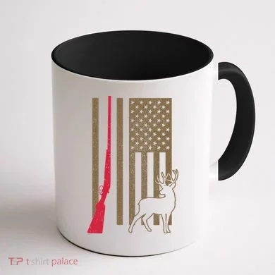 Hunting Deer Rifle Flag Coffee Mug back