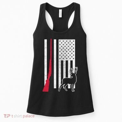 Hunting Deer Rifle Flag Women's Tank Top