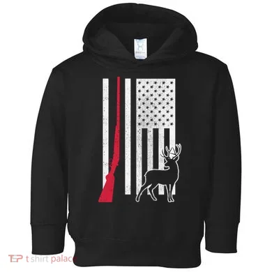 Hunting Deer Rifle Flag Toddler Hoodie