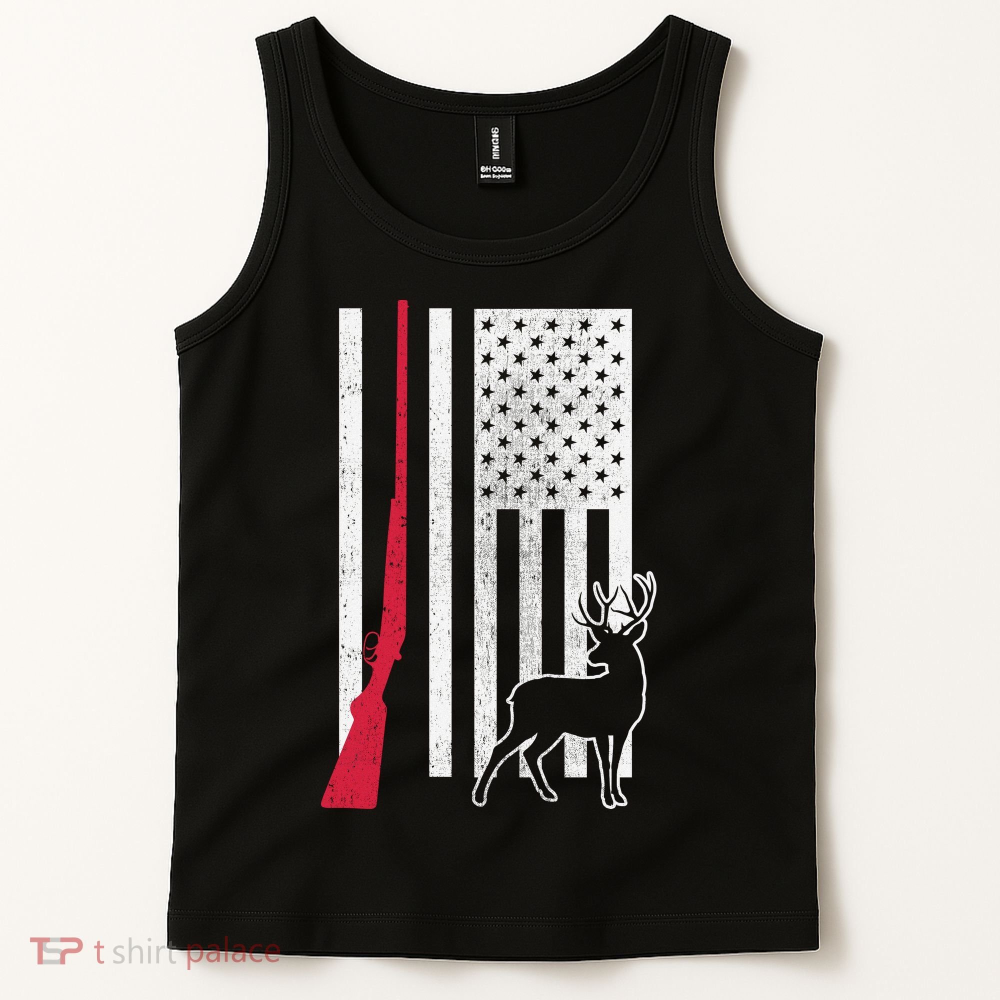 Hunting Deer Rifle Flag Tank Top