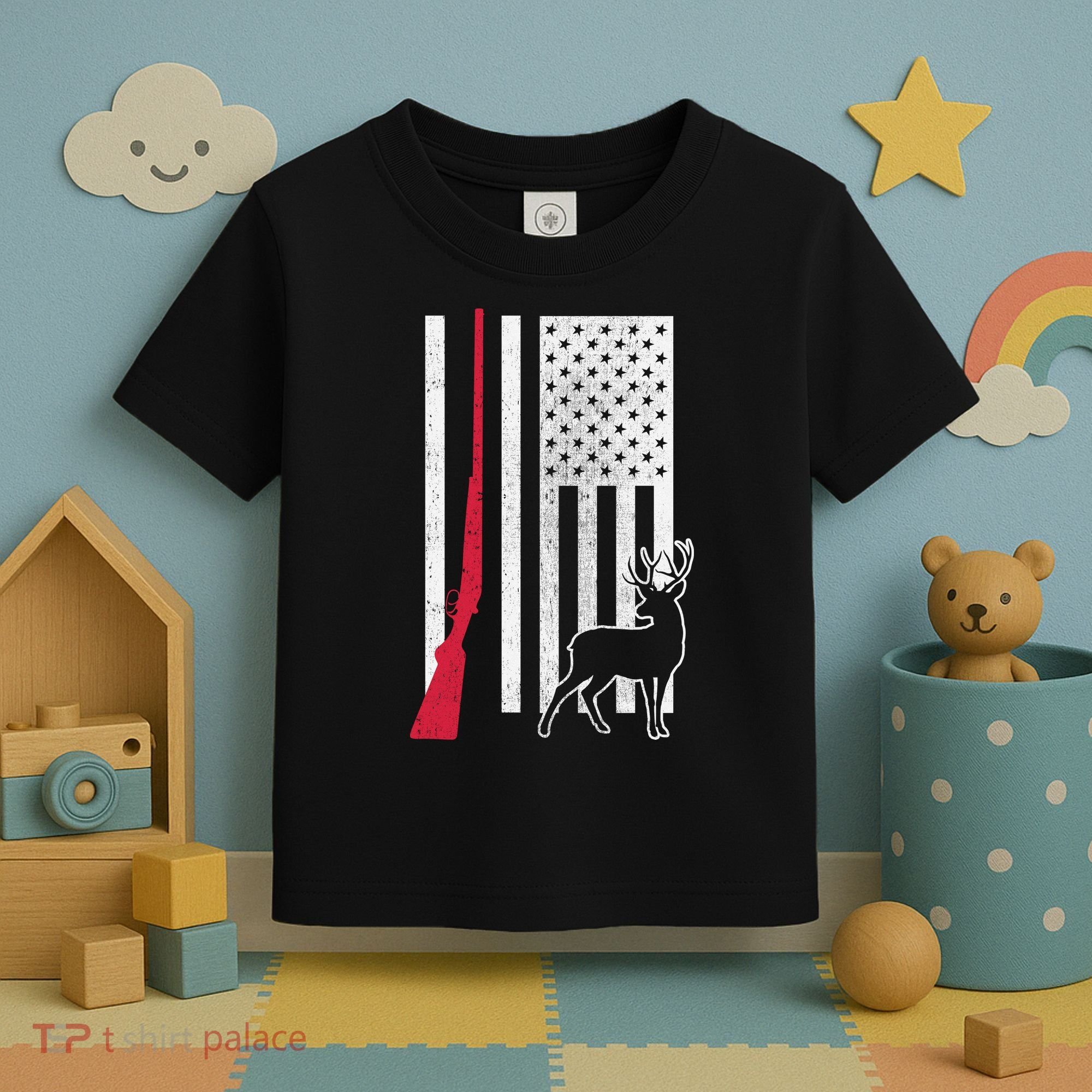 Hunting Deer Rifle Flag Toddler T-Shirt