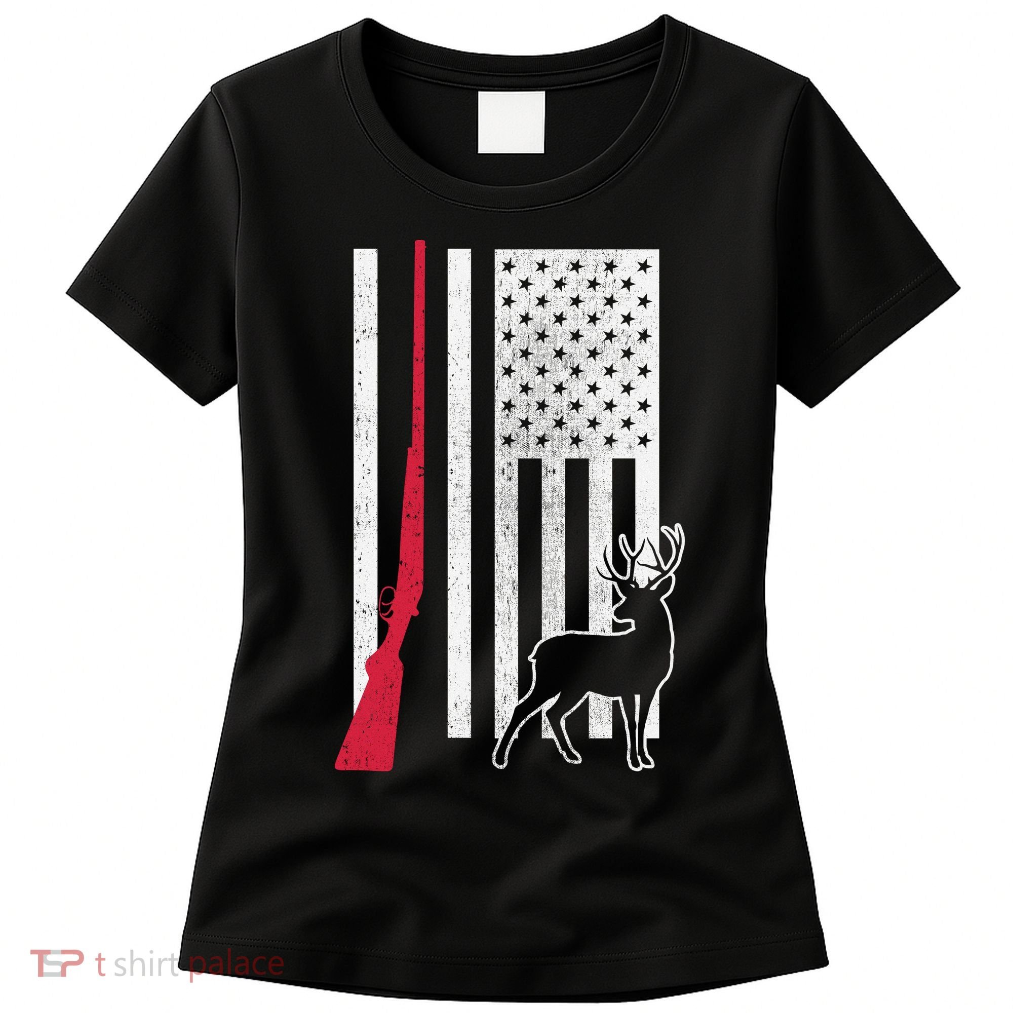 Hunting Deer Rifle Flag Women's T-Shirt