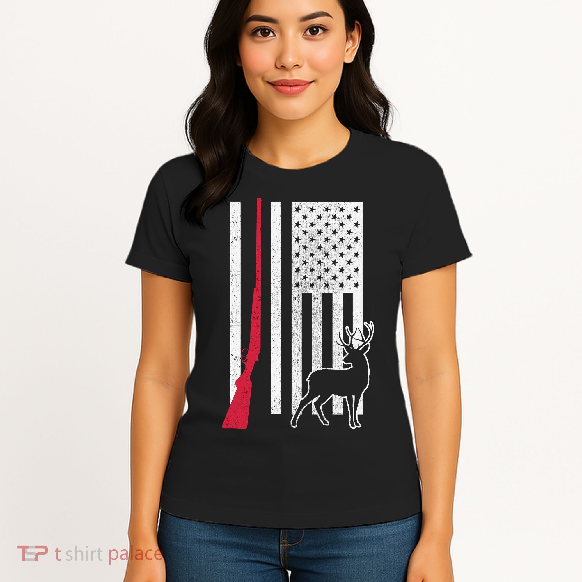 Hunting Deer Rifle Flag Women's T-Shirt