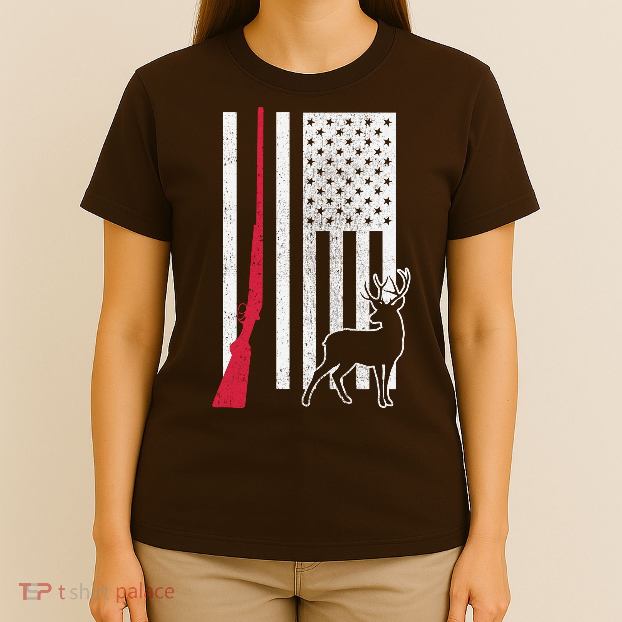Hunting Deer Rifle Flag T-Shirt