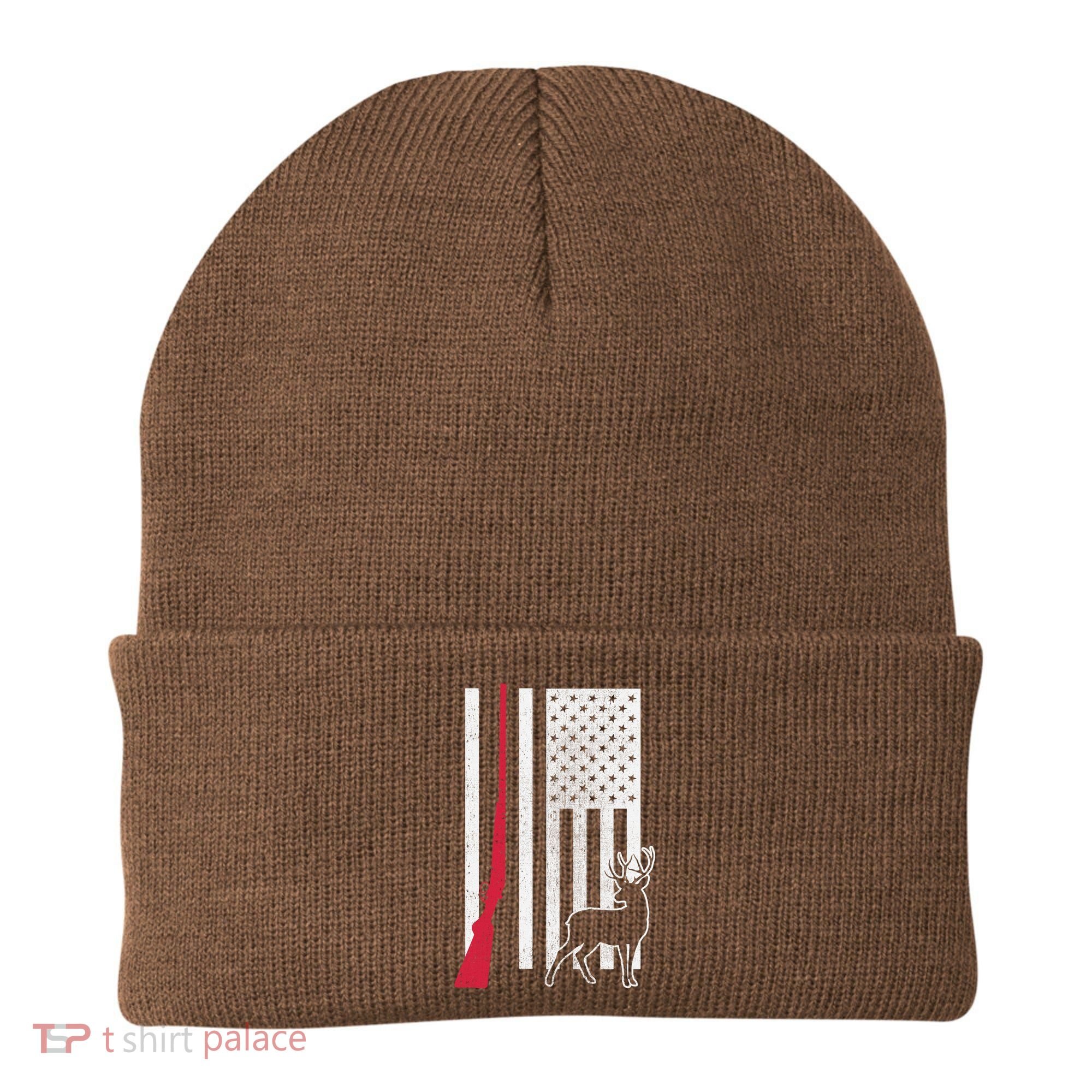 Hunting Deer Rifle Flag Beanie