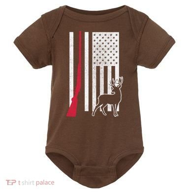 Hunting Deer Rifle Flag Baby Bodysuit