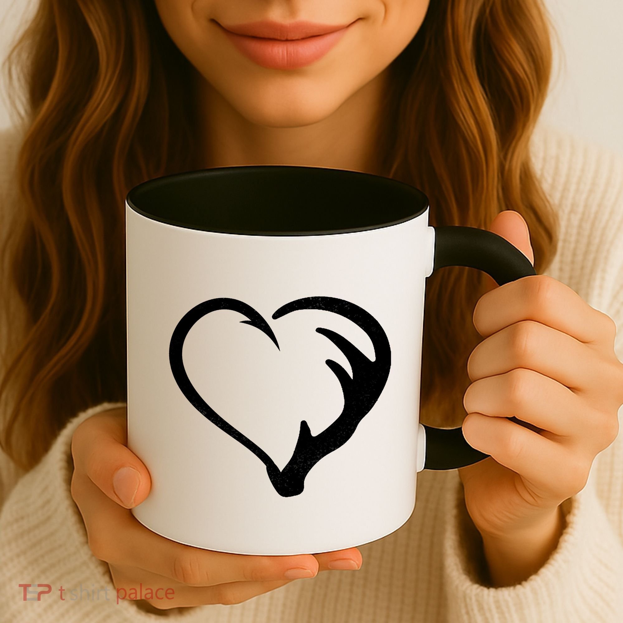 Hunting Fishing Antler Heart Hunter Coffee Mug