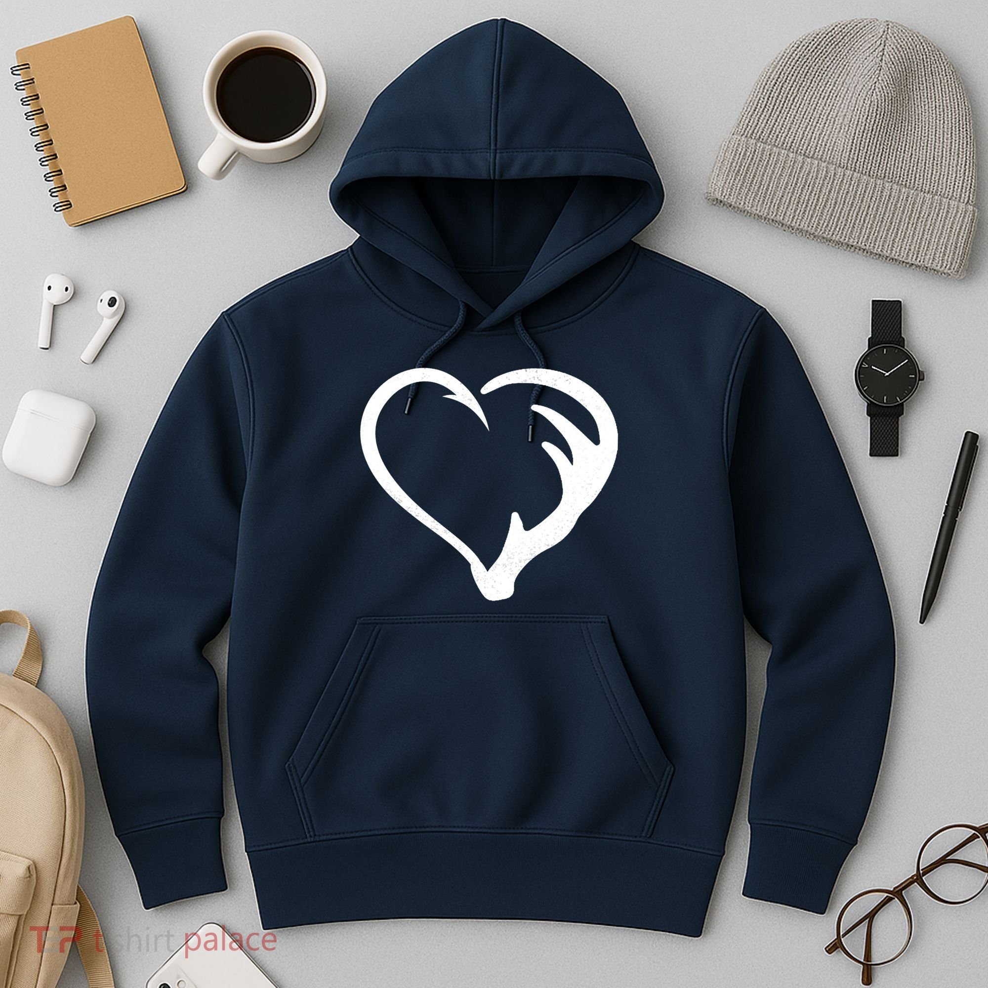 Hunting Fishing Antler Heart Hunter Hoodie