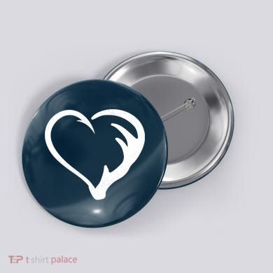 Hunting Fishing Antler Heart Hunter Button