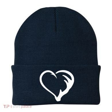 Hunting Fishing Antler Heart Hunter Beanie