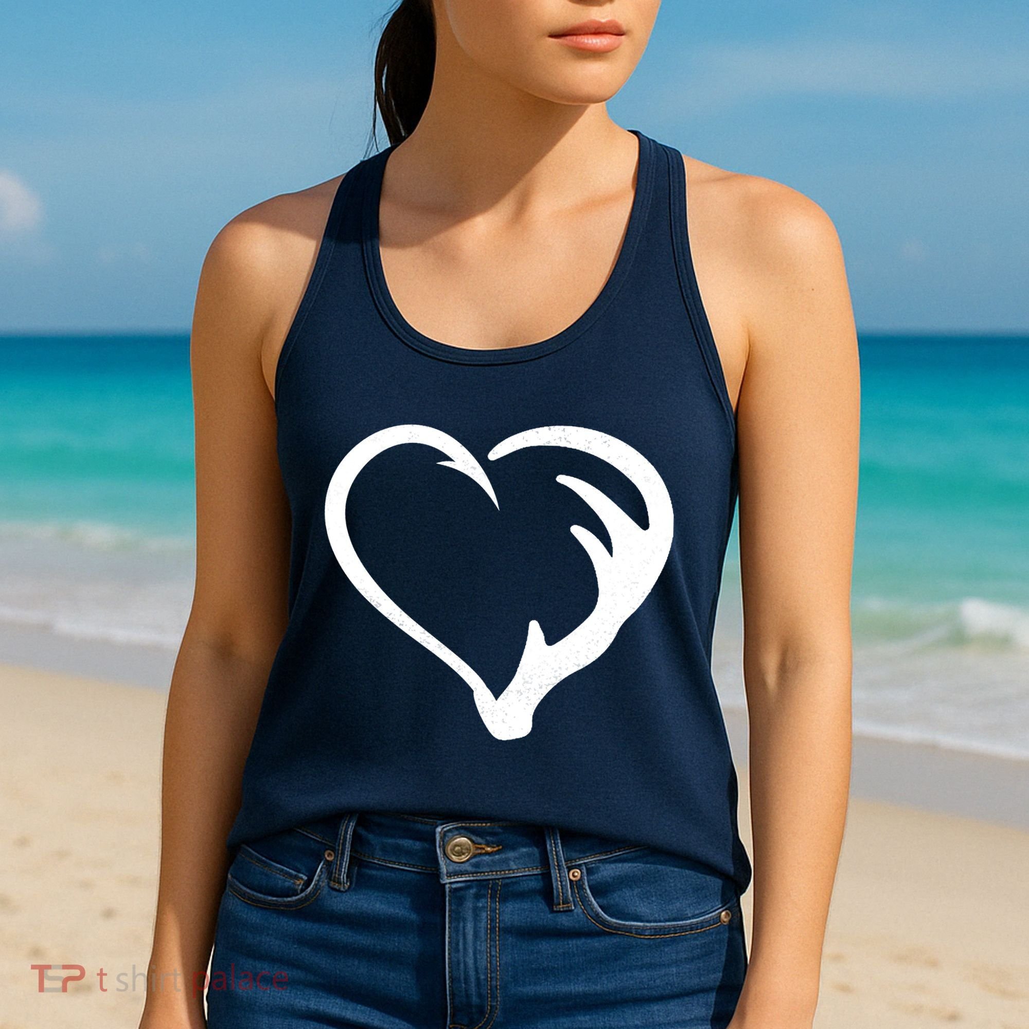 Hunting Fishing Antler Heart Hunter Women's Tank Top