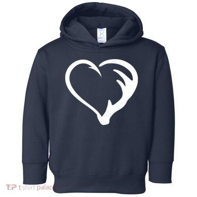 Hunting Fishing Antler Heart Hunter Toddler Hoodie