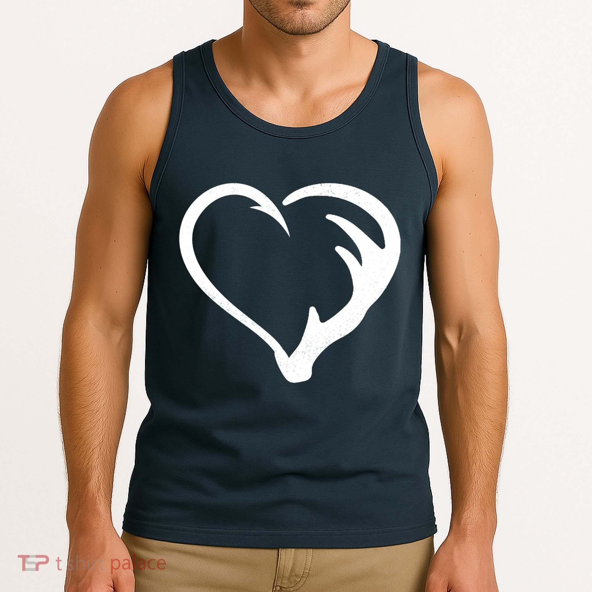 Hunting Fishing Antler Heart Hunter Tank Top