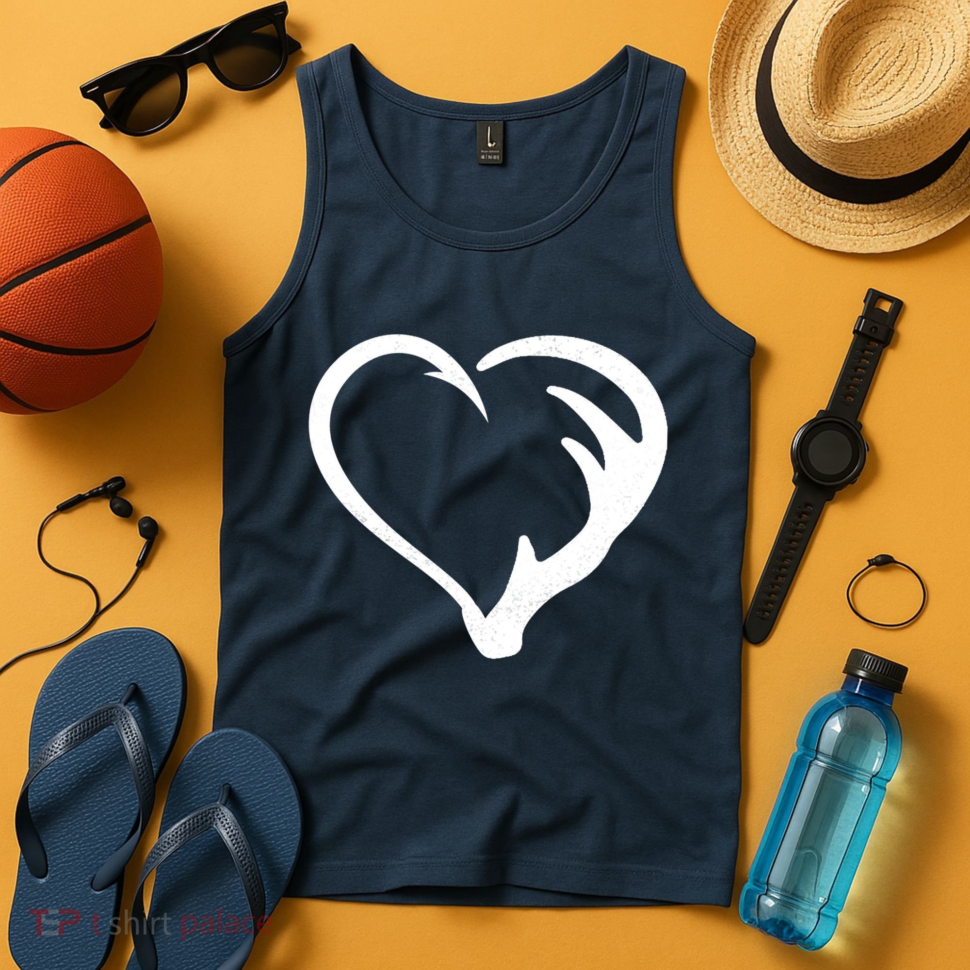 Hunting Fishing Antler Heart Hunter Tank Top