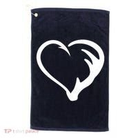 Hunting Fishing Antler Heart Hunter Golf Towel thumb 0