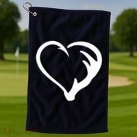 Hunting Fishing Antler Heart Hunter Golf Towel thumb 1