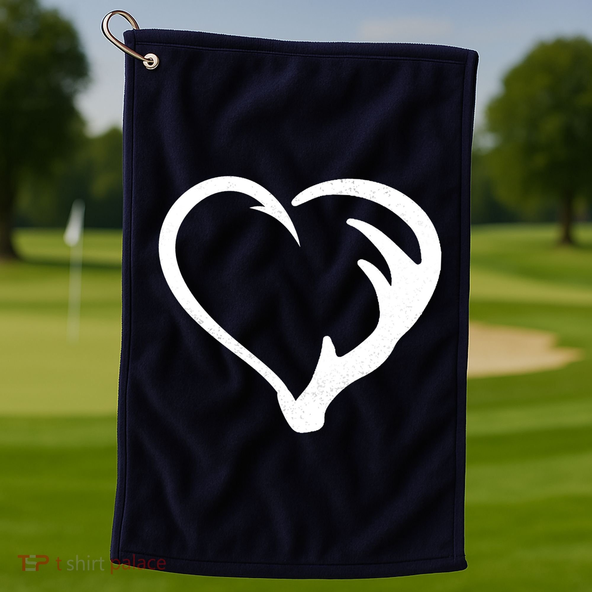 Hunting Fishing Antler Heart Hunter Golf Towel