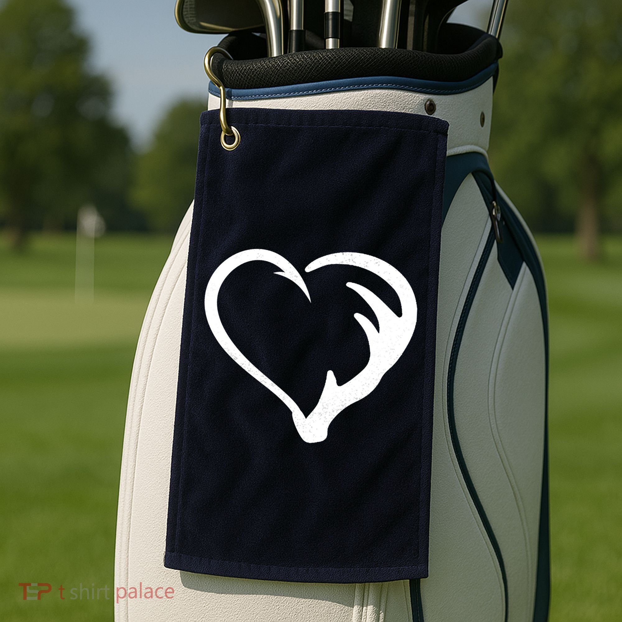 Hunting Fishing Antler Heart Hunter Golf Towel