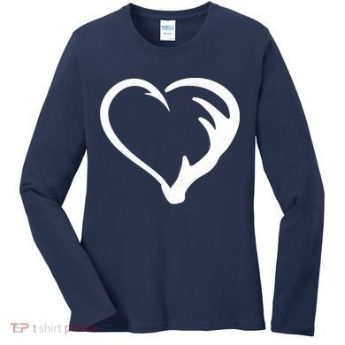 Hunting Fishing Antler Heart Hunter Women's Long Sleeve Shirt