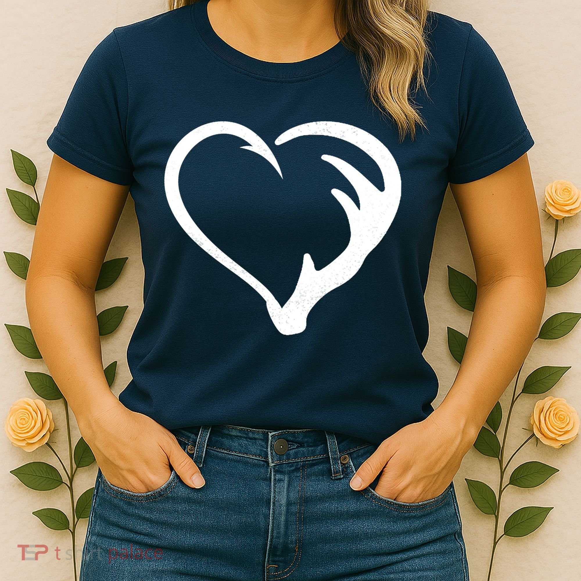 Hunting Fishing Antler Heart Hunter Women's T-Shirt