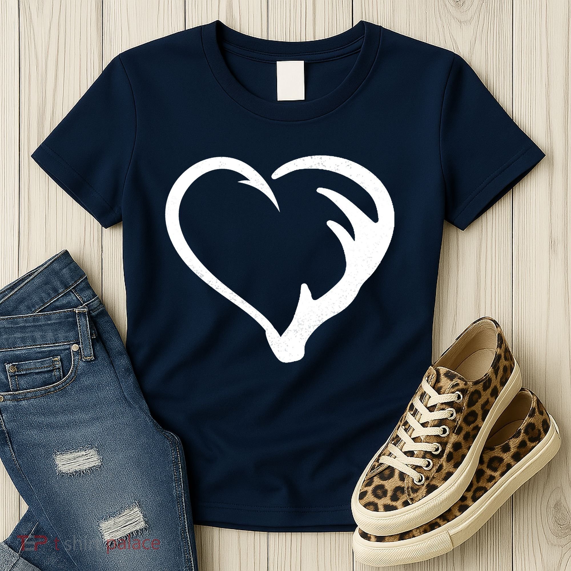 Hunting Fishing Antler Heart Hunter Women's T-Shirt